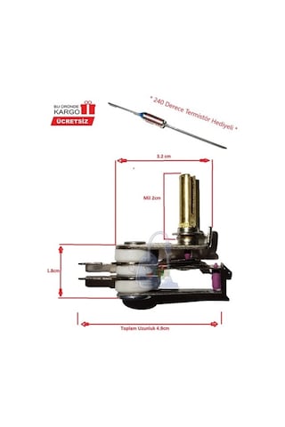 Korkmaz Tost Makinesi Termostatı ,Mil 2 Cm ,+Termistör Sigorta Uyumlu