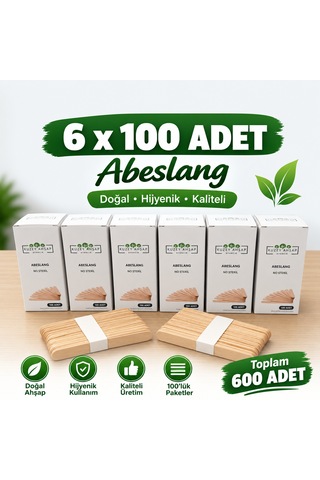 600 Adet Ahap Dil Çubuğu- Abeslang- Ağda Spatulası Tek Kullanımlık 6'' 15 Cm