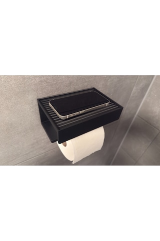Yapışkanlı Tuvalet Kağıdı Askısı Banyo Tuvalet Kağıtlığı Aparatı Peçetelik Organizer Plastik Siyah