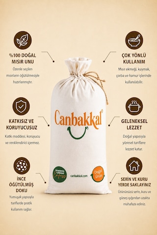 Canbakkal Mısır Unu 5 KG Katkısız Doğallıkla Geleneksel Mısır Ekmeği ve Kuymak Lezzeti