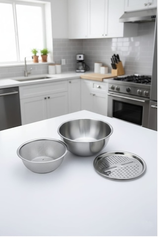 Emsan Steel Çok Amaçlı Süzgeç 3 Parça Çelik