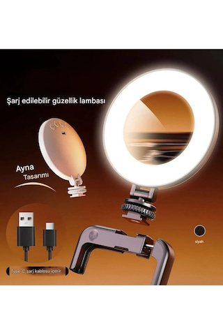 Şarjlı Led Halka Işık 3 Mod Işık, Telefon Tutuculu, Masa & Tripod Uyumlu