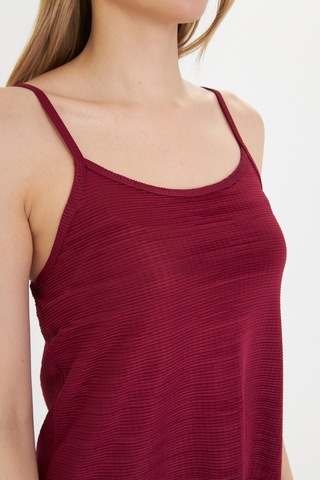 Gülkurusu Kadın Askılı Piliseli Elbise Bordo