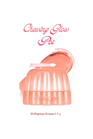 Esnek Jel Dokulu, Nemlendirici, Parlak Bitişli Ruj & Allık Dasıque Chewing Glow Pot 01 Papaya Cream