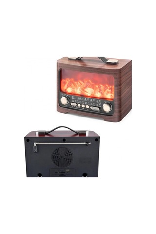 Retro Şömine Efektli Bluetooth Hoparlör Fm Am Sw Radyo, Usb Ve Tf Kart Destekli