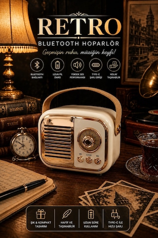 Jasper Jpr-4502 Krem Klasik Retro Müzik Kutusu Usb-sd Kart- Aux - Bluetooth Destekli