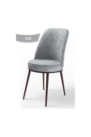 Canisa Concept Dexa Serisi, Üst Kalite Yemek Odası Sandalyesi, Metal Kahverengi Iskeletli, 4 Adet Gri Sandalye Gri, Metal