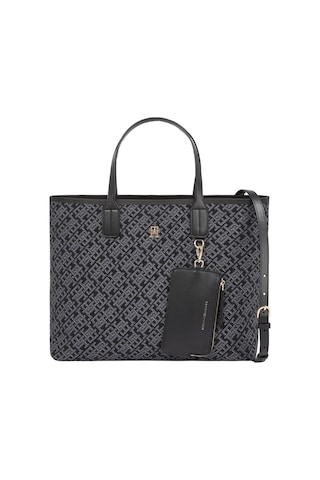 Th Icon Satchel Jacquard Kadın Siyah Çanta-10333 Black