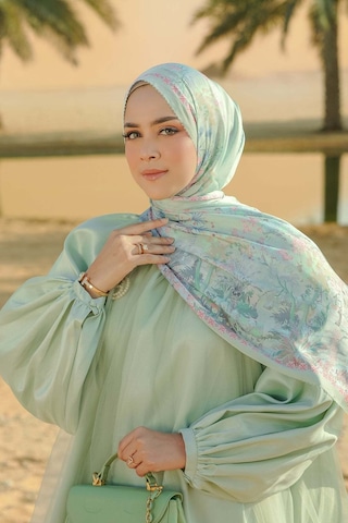 Buttonscarves Al Qasr Saten Şal - Zellige Yeşil