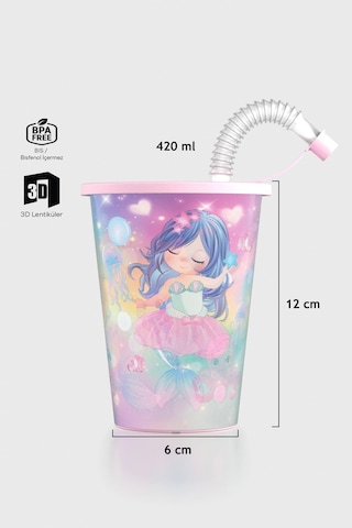 Renga Layt Kids Desenli 420 Ml Pipetli Pp Bardak 142025 Pembe Pembe