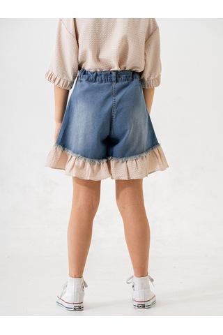 Kız Çocuk Garnili Kot Şort 2867 Tint Denim