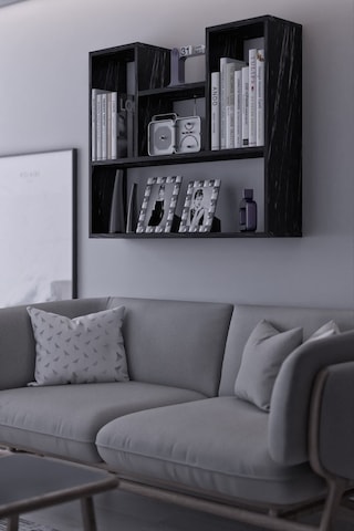 Lale Dekoratif Duvar Rafı Salon Banyo Balkon Mutfak Kitaplık Çok Amaçlı Raf Siyah Siyah