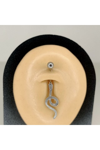 Aya Tasarım Gümüş Renk Yılan Figürlü Göbek Piercing
