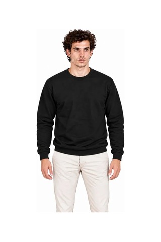 Suma Erkek Bisiklet Yaka İçi Şardonlu 2 İplik Düz Uzun Kollu Regular Fit Sweatshirt - Siyah