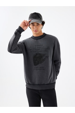 Oversize Fit Erkek Sweatshirt Antrasit