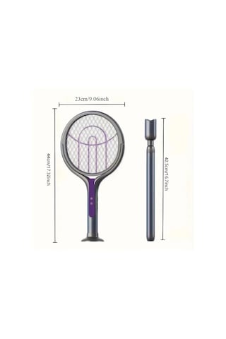 Boatshop1 2 İn 1 Elektrikli Sivrisinek Racket Yükseltilmiş Versiyon Teleskopik Çubuk 180 Derece Döner Baş Şarj Edilebilir 1200mah