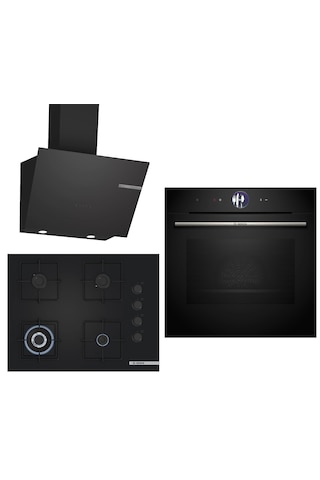Bosch Black Deluxe HBG7764B1 4D Hot Air - POH7C6P31O 3D Fry 67 CM Wok Bek - DWK66PJ60T 3 Lü Ankastre Set 608