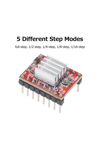 Moly 5 Adet 3d Yazıcı A4988 Adım Motor Sürücü Modülü Soğutucu Kırmızı