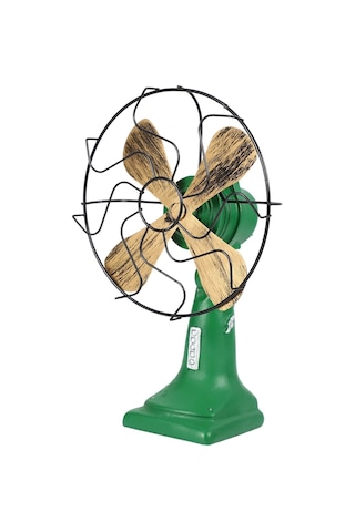 Nealdin Retro Nostaljik Fan Figür Dekor Siyah Yeşil Reçine Ev & Kafe Dekorasyonu 17 10 25 Cm
