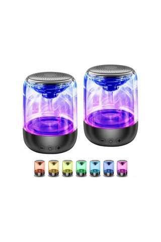 Geeksen C7 Taşınabilir Bluetooth Hoparlör, 7 Renkli Işık Ve Tws Stereo Ses, Bluetooth 5.0, Usb Şarjlı, Perl Beyaz