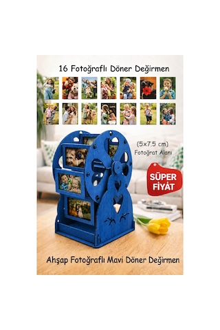 Ahşap Fotoğraflı Değirmen Mavi