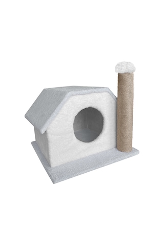 Karamel Pet Tırmalamalı Kedi Klubesi 33 X 40 X 45 Cm Gri-beyaz