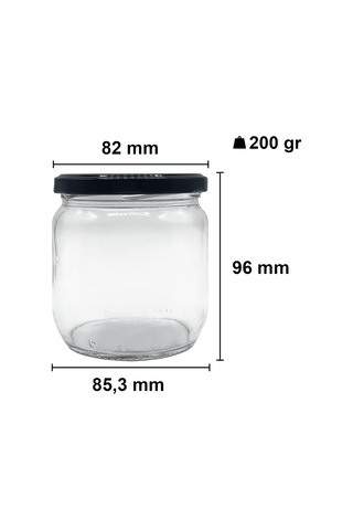 Afracam 425 Ml Metal Siyah Kapaklı Şeffaf Cam Kavanoz 5 Adet Çok Renkli