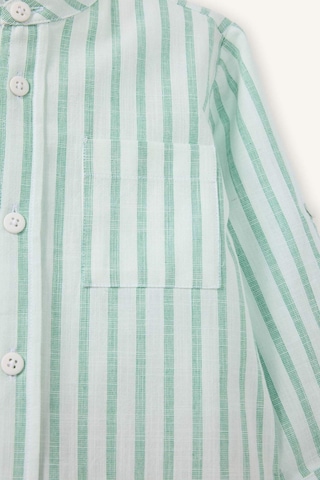 Defacto Erkek Bebek Poplin 2li Takım Çizgili Gömlek Pantolon G7103a526spgn391 Yeşil-gn391