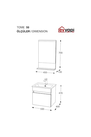 Biani Tome 50 Cm Banyo Dolabı Renk Latte
