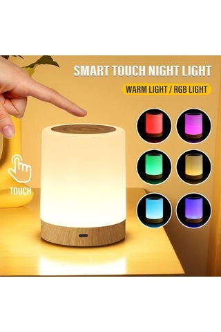 Boatshop1 Lihangstar 1pc Akıllı Dokunma Led Gece Lambası Düzenlenebilir Masa Lambası Taşınabilir Sıcak Rgb Renkler 3 Işık Modu Usb Şarj 1500mah Yatak Oturma Odası