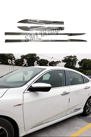 Honda Civic Fc5 Krom Kapı Çıtası Nikelaj 4 Parça Plastik 16-21