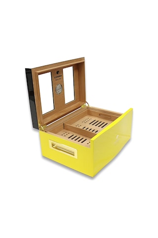 Cohiba Camlı Puro Kutusu Humidor Sarı 70's