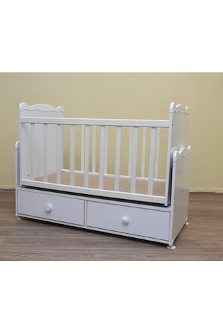 Beşik Bebek Rulman Sallanır Rulman Parlak beyaz 60 x 100 CM Beyaz