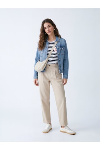 LTB Düz Paça Kargo Bej Pantolon Krem