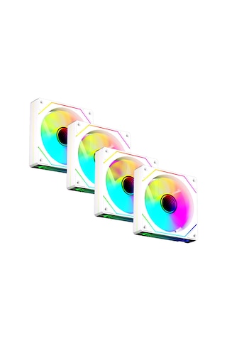 4 Adet 120x120x25mm Double Ring Aynalı Argb 12cm Kasa Fanı Beyaz