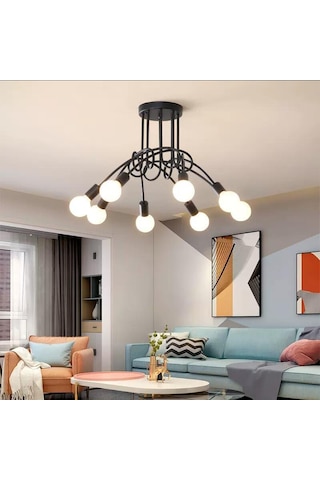 Ruicoo Endüstriyel Tarz 3 Başlıklı Siyah Avize - Oturma Odası, Yemek Odası Ve Yatak Odası İçin Şık Dekor Siyah