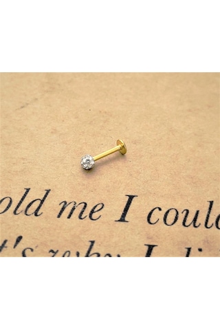 GOLD 316L CERRAHİ ÇELİK ŞAMBALA HAMUR BEYAZ TAŞ DUDAK,TRAGUS,KIKIRDAK,KULAK 8 MM PİERCİNG-0VP132 Çok Renkli