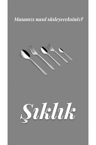Özlife Defne 30 Parça Çatal Kaşık Takımı Seti 6 Kişilik Paslanmaz Çelik Gri