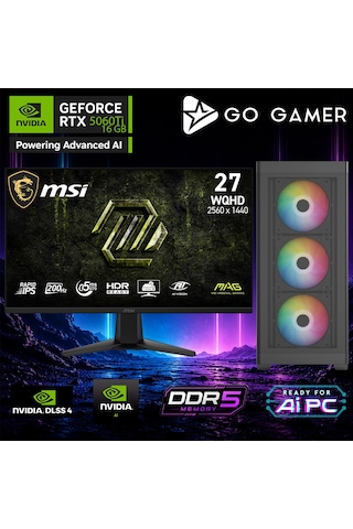 Go Gamer AE278D R5-9500F 32 GB 2 TB SSD RTX5060Ti 16 GB 27" Free Dos Oem Paket Masaüstü Oyuncu Bilgisayarı