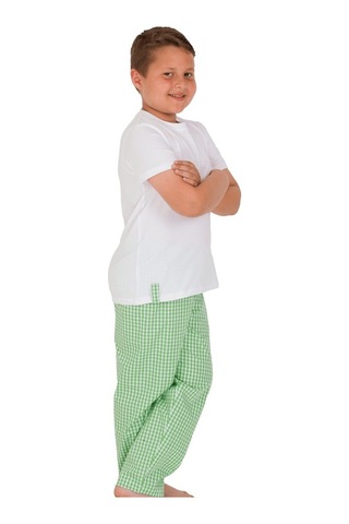 The Don Aile Beyaz-Yeşil Kareli Erkek Çocuk Pijama Takımı (9-14 Y