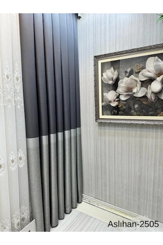 Nivemeshome Aslıhan Antrasit Ft632116 V-2505 1/3 Sık Pile Fon Perde Apm