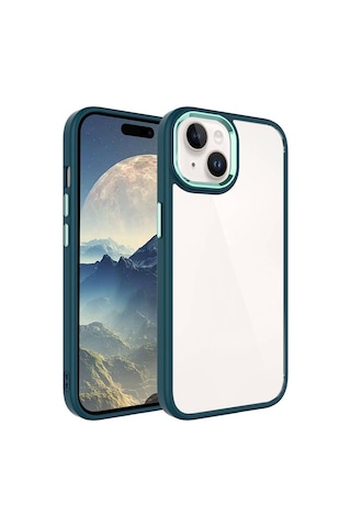 Apple Uyumlu iPhone 15 Plus Kılıf Zore Krom Kapak Koyu Yeşil
