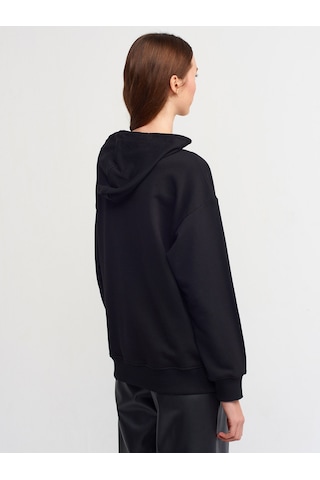 Dilvin Nakışlı Sweatshirt Siyah
