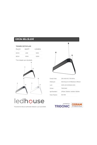 Üçgen Davul Modern Led Avize Linear Armatür Lineer