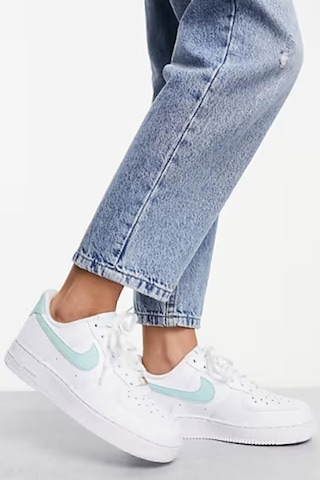 Nike Air Force 1 07 Af1 Leather White Green Unisex Snaker Hakiki Deri Spor Ayakkabı Beyaz Yeşil Beyaz - Yeşil