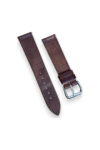 20mm Crazy Horse Hakiki Deri El Yapımı Saat Kordonu Kahverengi 29576468