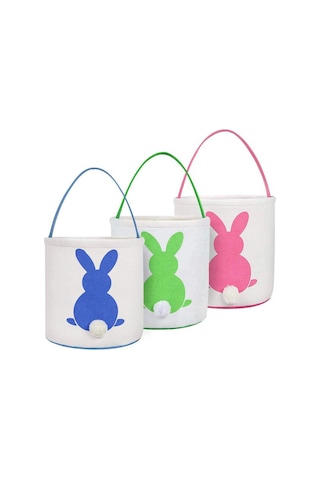 Sevimli Bunny Tail Paskalya Alışveriş Sepetleri - 3pcs Çocuk Oyuncak Hediyesi Taşıma Çantaları