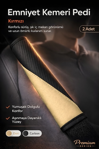 Emniyet Kemeri Kılıfı 2 Adet Deri Carbon Yumuşak Dolgulu Boyun Konfor Emniyet Kemer Pedi - Kmrx6