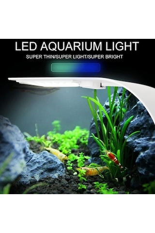 Silkroadselect Duoliang Shop C Stili Süper Ince Led Akvaryum Işığı Su Bitkileri Işık Büyütüyor Su Geçirmez Klipsli Lamba Çok Renkli