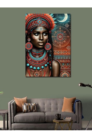 Kanvas Tablo Afrikalı Kadın Çizimi 100cmx140cm